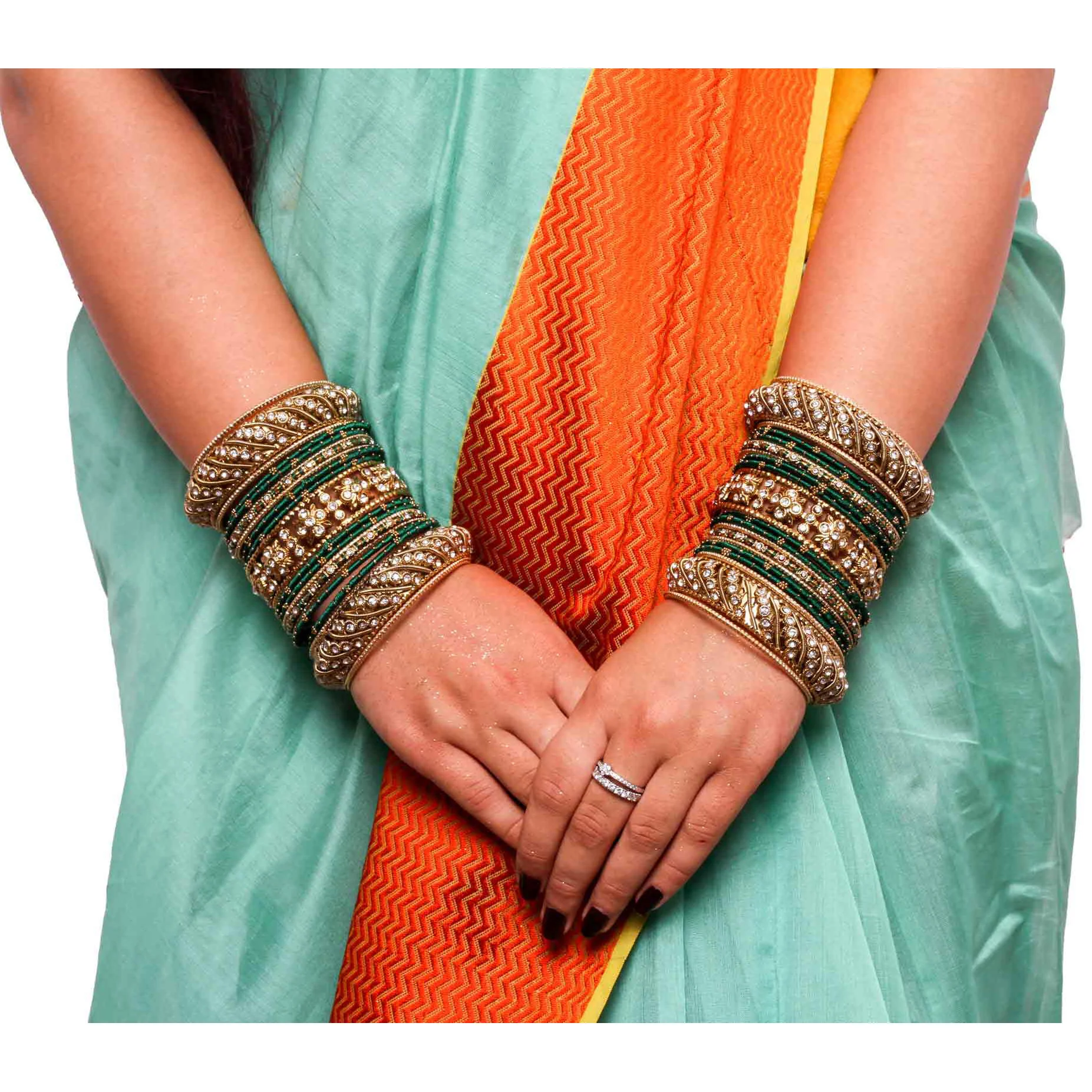 Set of 2 Traditional Colored Silk Thread Bangle Set - Image 3