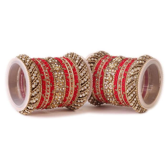 Set of 2 Traditional Colored Silk Thread Bangle Set - Image 4