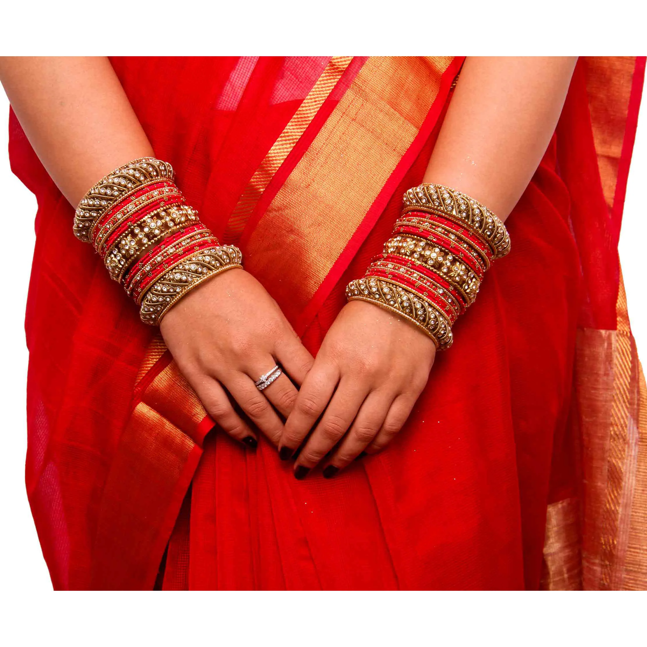 Set of 2 Traditional Colored Silk Thread Bangle Set - Image 5