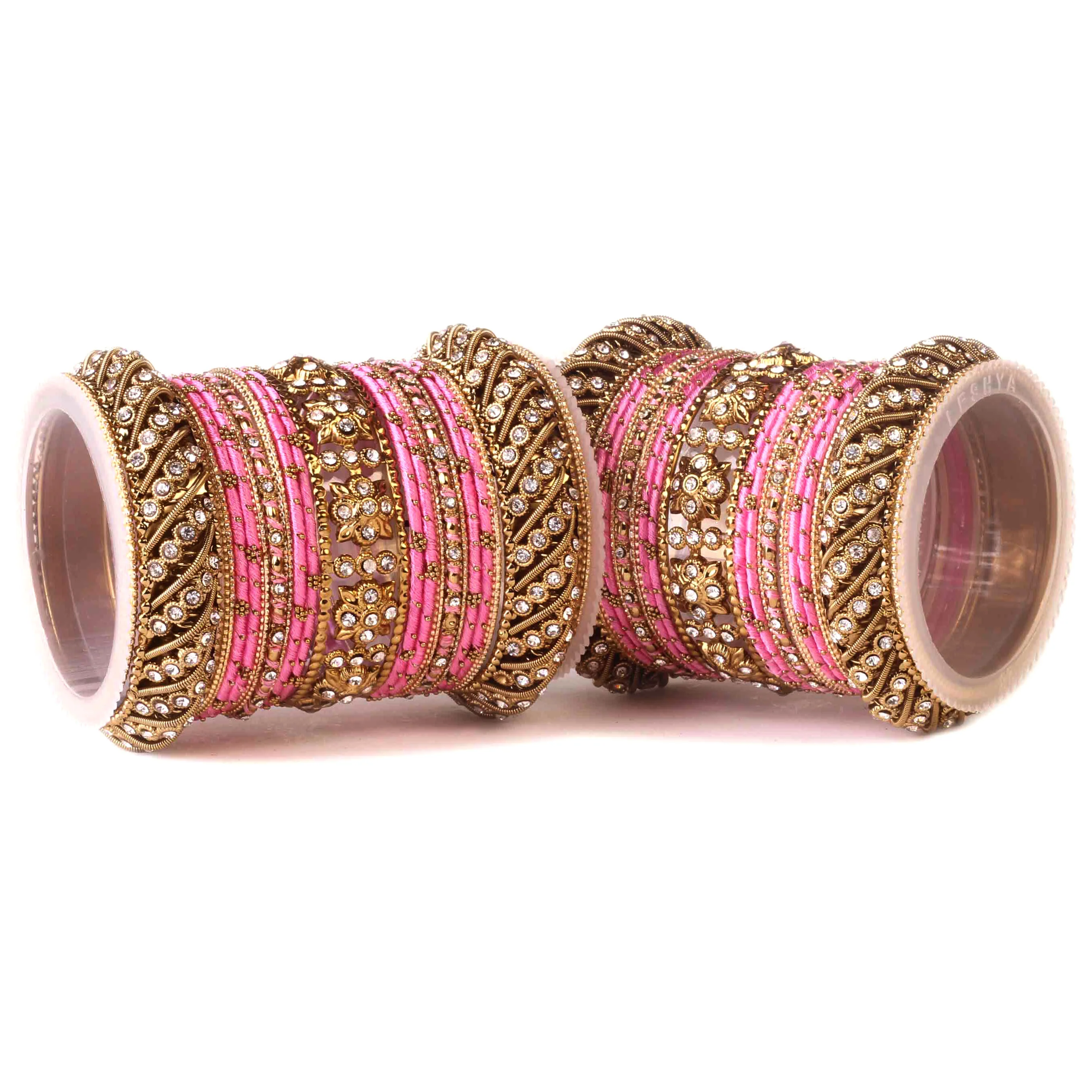 Set of 2 Traditional Colored Silk Thread Bangle Set - Image 6