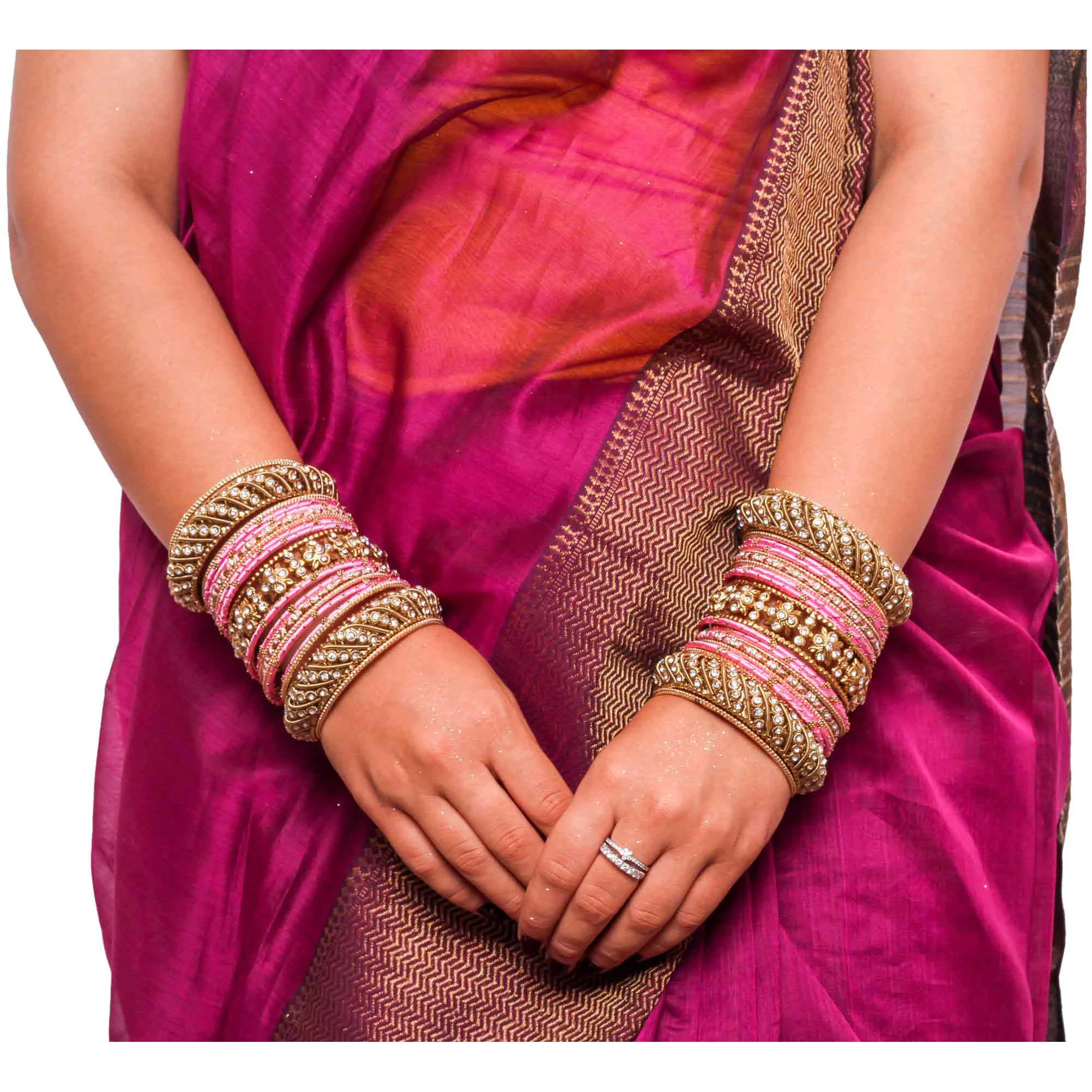 Set of 2 Traditional Colored Silk Thread Bangle Set - Image 7