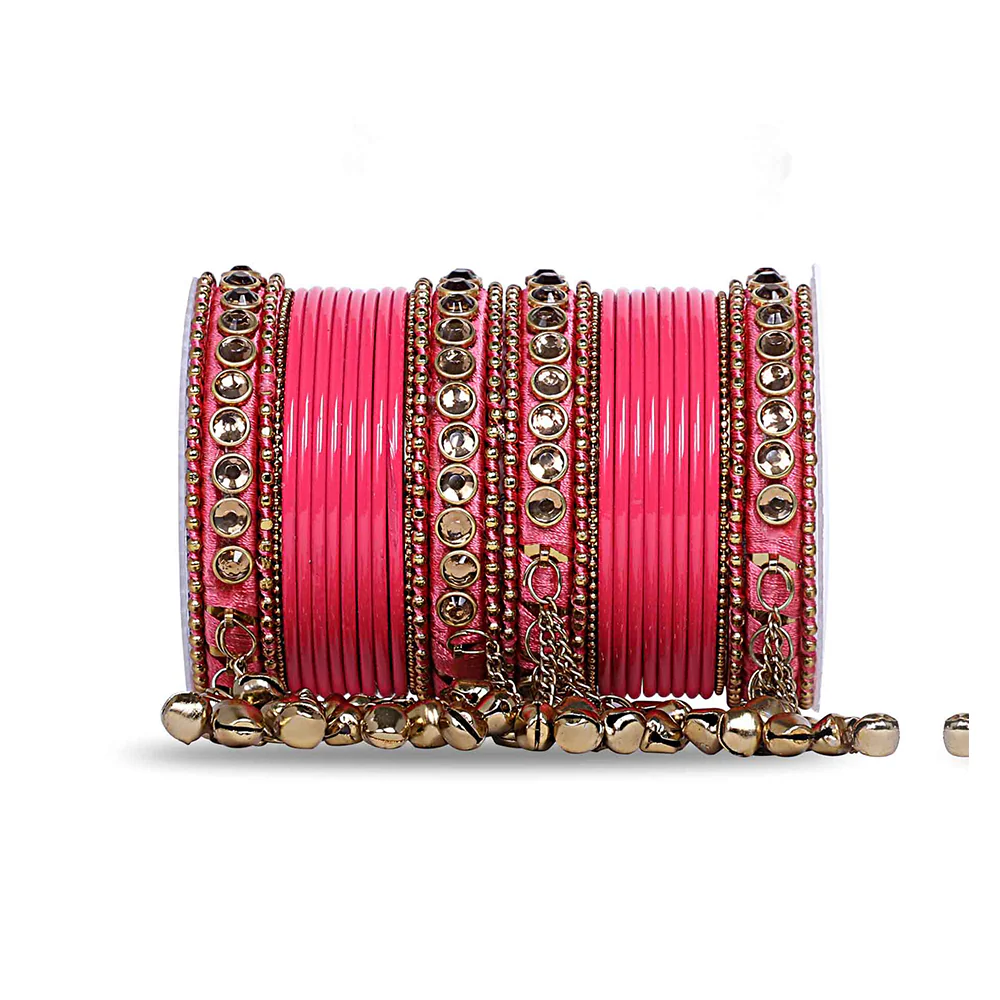 Traditional Ghungroo Bells Bangle With Silk Thread And Stone - Image 10