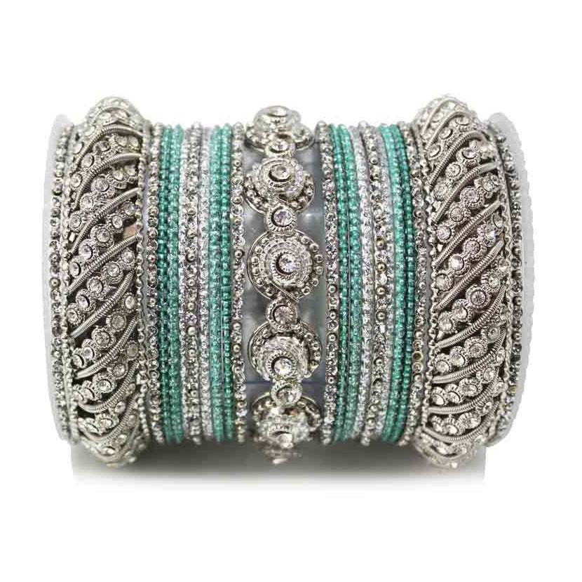 Traditional Colored Textured Bangle Set For Single Hand - Image 10