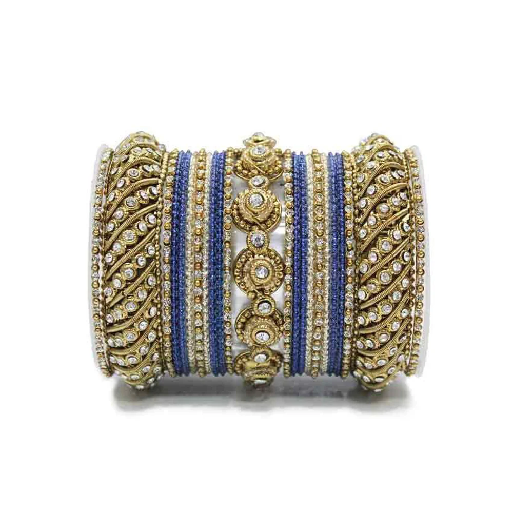 Traditional Colored Textured Bangle Set For Single Hand - Image 3