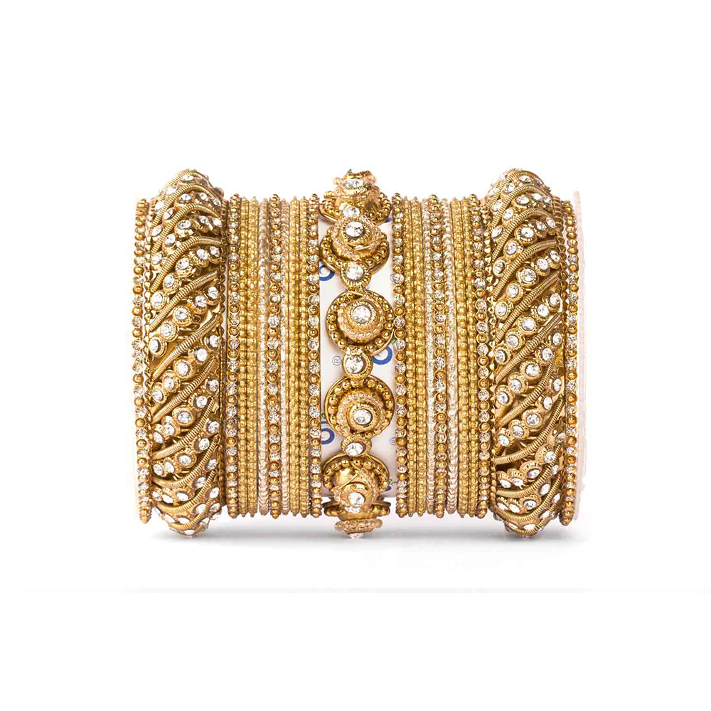 Traditional Colored Textured Bangle Set For Single Hand - Image 6