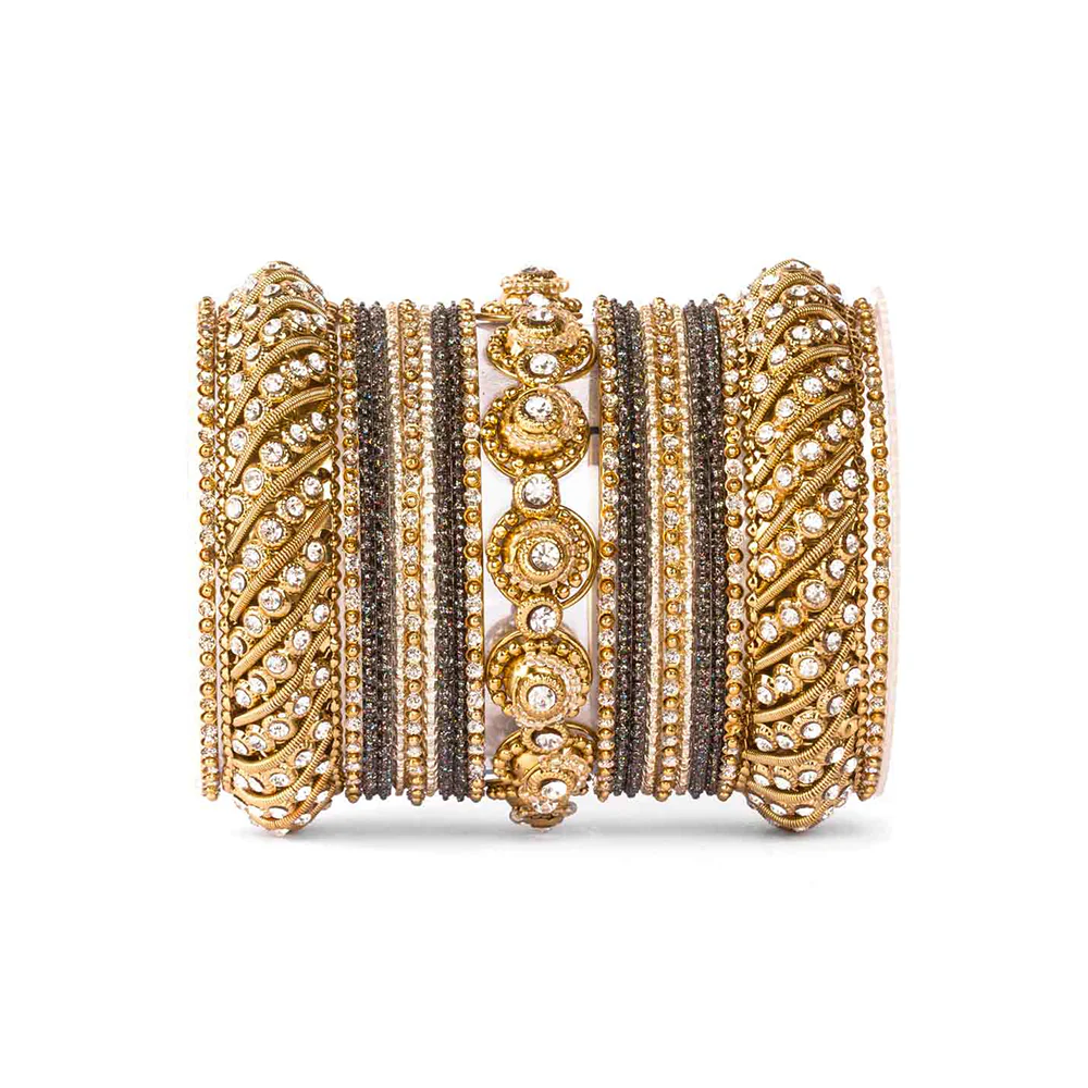 Traditional Colored Textured Bangle Set For Single Hand - Image 7