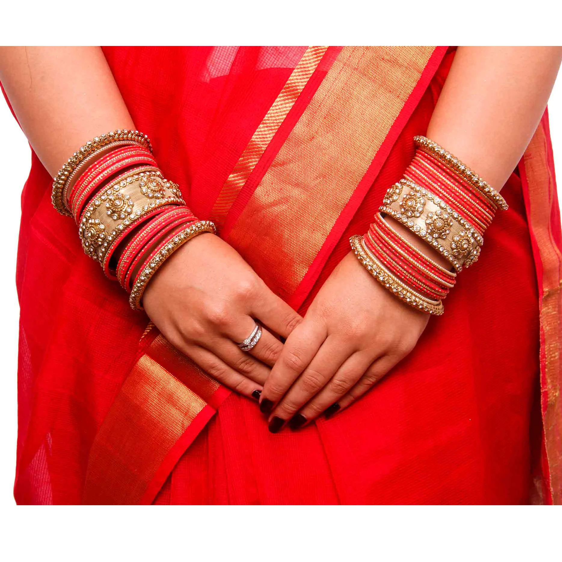 Set of 2 Traditional Jaali Work Multi-Colored Bangle Set - Image 10