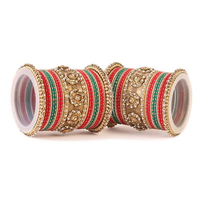 Set of 2 Traditional Jaali Work Multi-Colored Bangle Set - Image 11