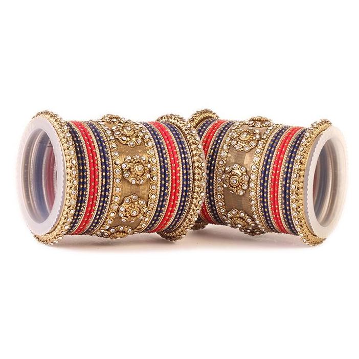 Set of 2 Traditional Jaali Work Multi-Colored Bangle Set - Image 13