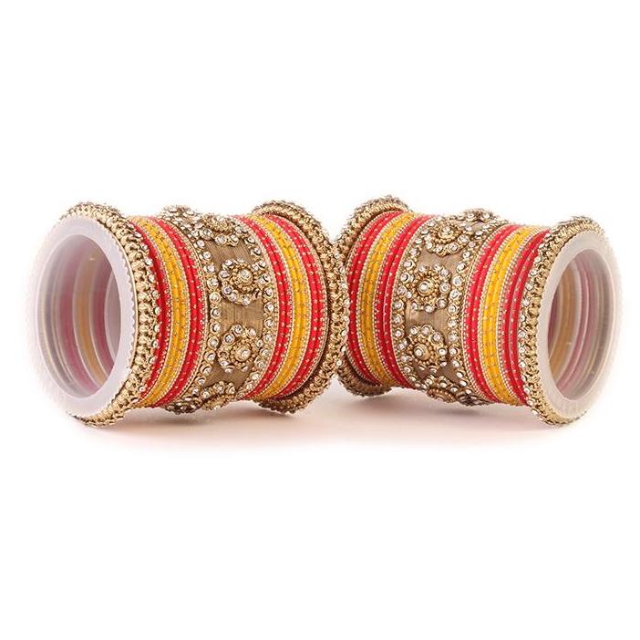 Set of 2 Traditional Jaali Work Multi-Colored Bangle Set - Image 3