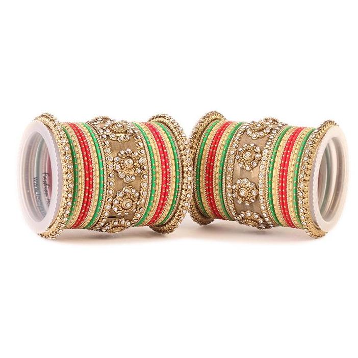 Set of 2 Traditional Jaali Work Multi-Colored Bangle Set - Image 5