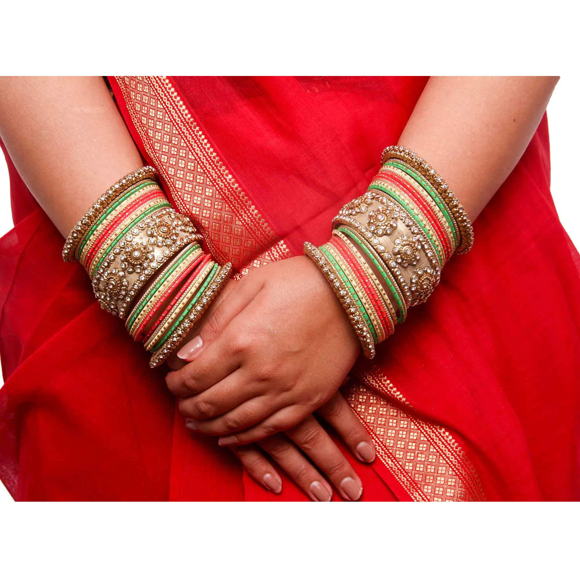 Set of 2 Traditional Jaali Work Multi-Colored Bangle Set - Image 6