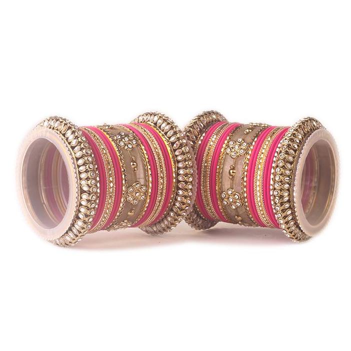 Set of 2 Traditional Matte Finish Kundan Bangle Set - Image 10