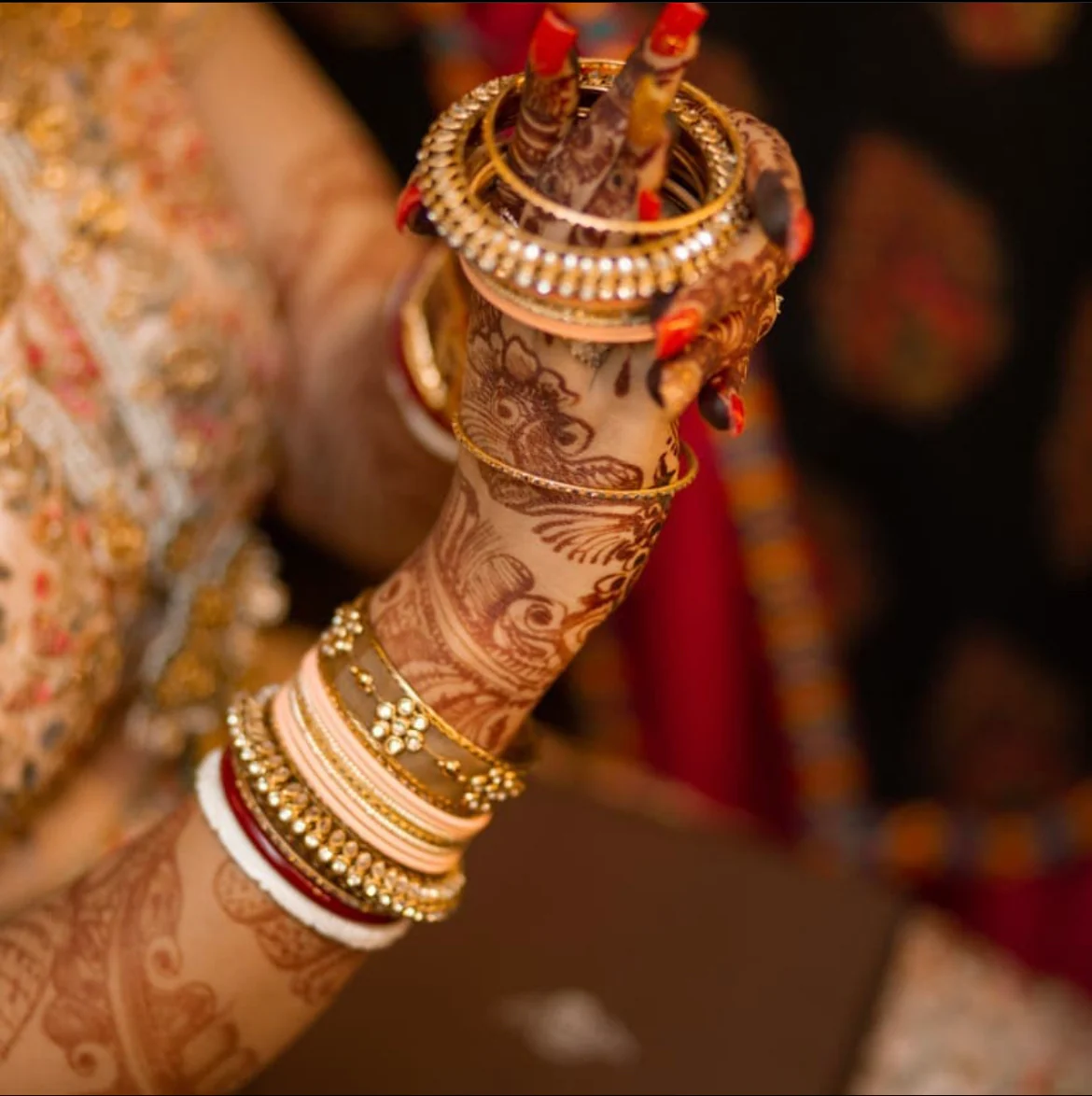 Set of 2 Traditional Matte Finish Kundan Bangle Set - Image 16