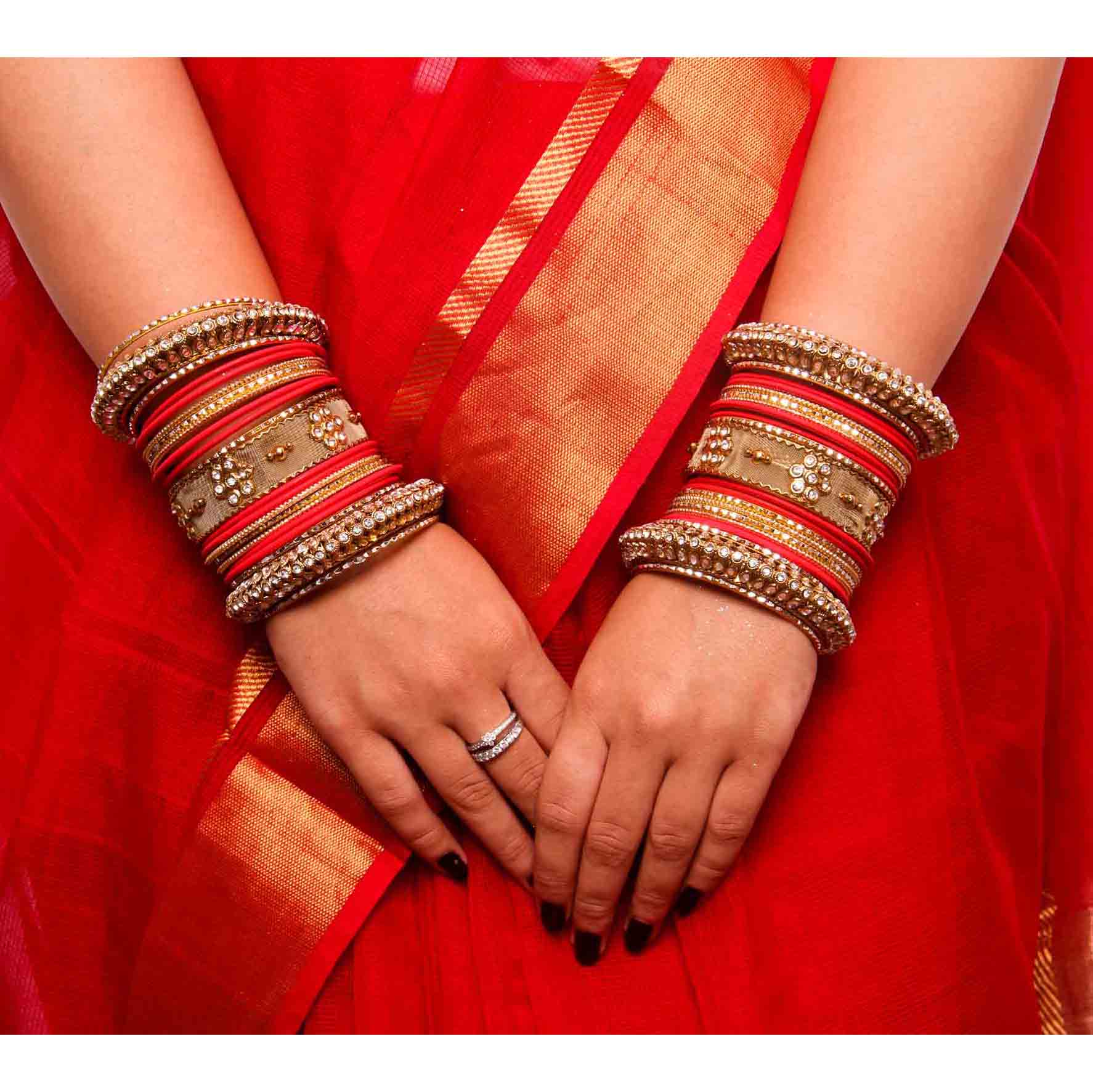 Set of 2 Traditional Matte Finish Kundan Bangle Set - Image 7