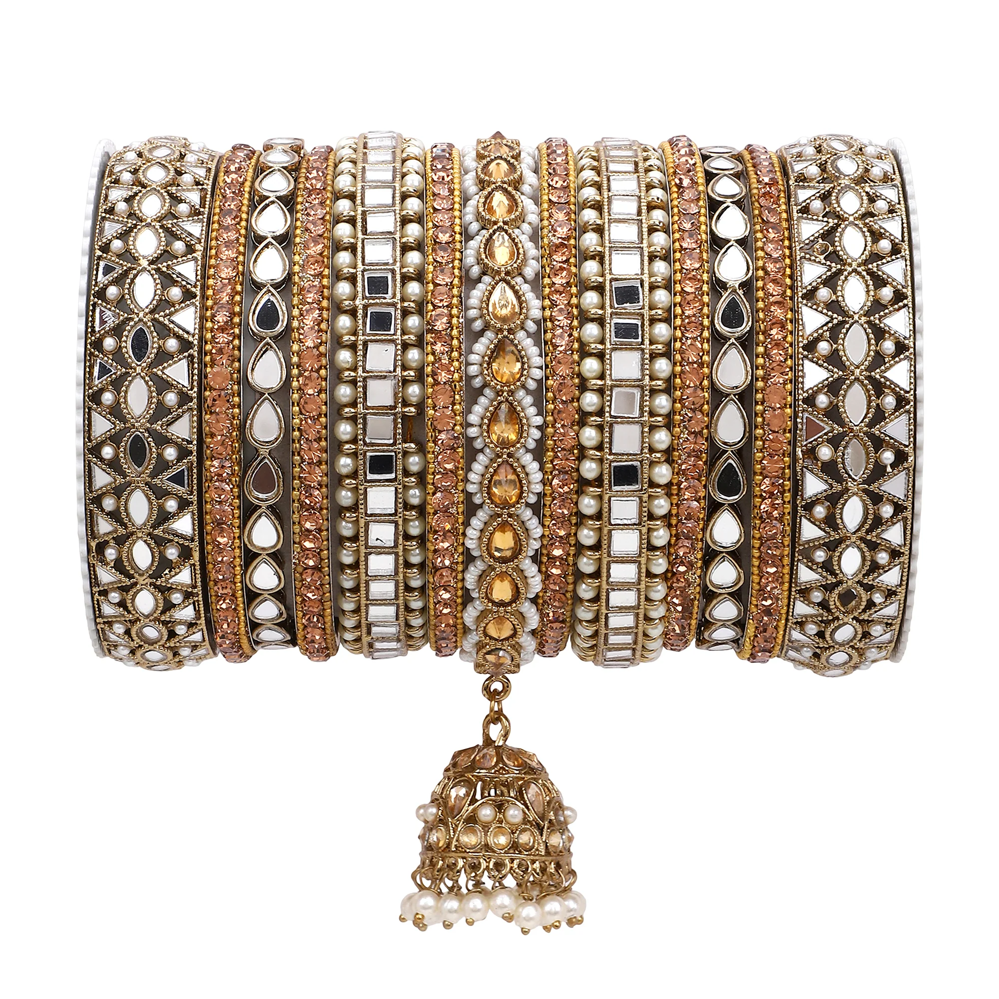 Traditional Mirror Bangle Set with Jhumki by Leshya - Image 8