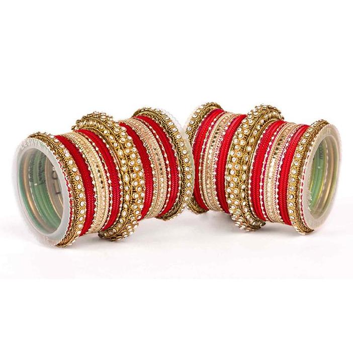 Set of 2 Traditional Colored Bangle Set - Image 4