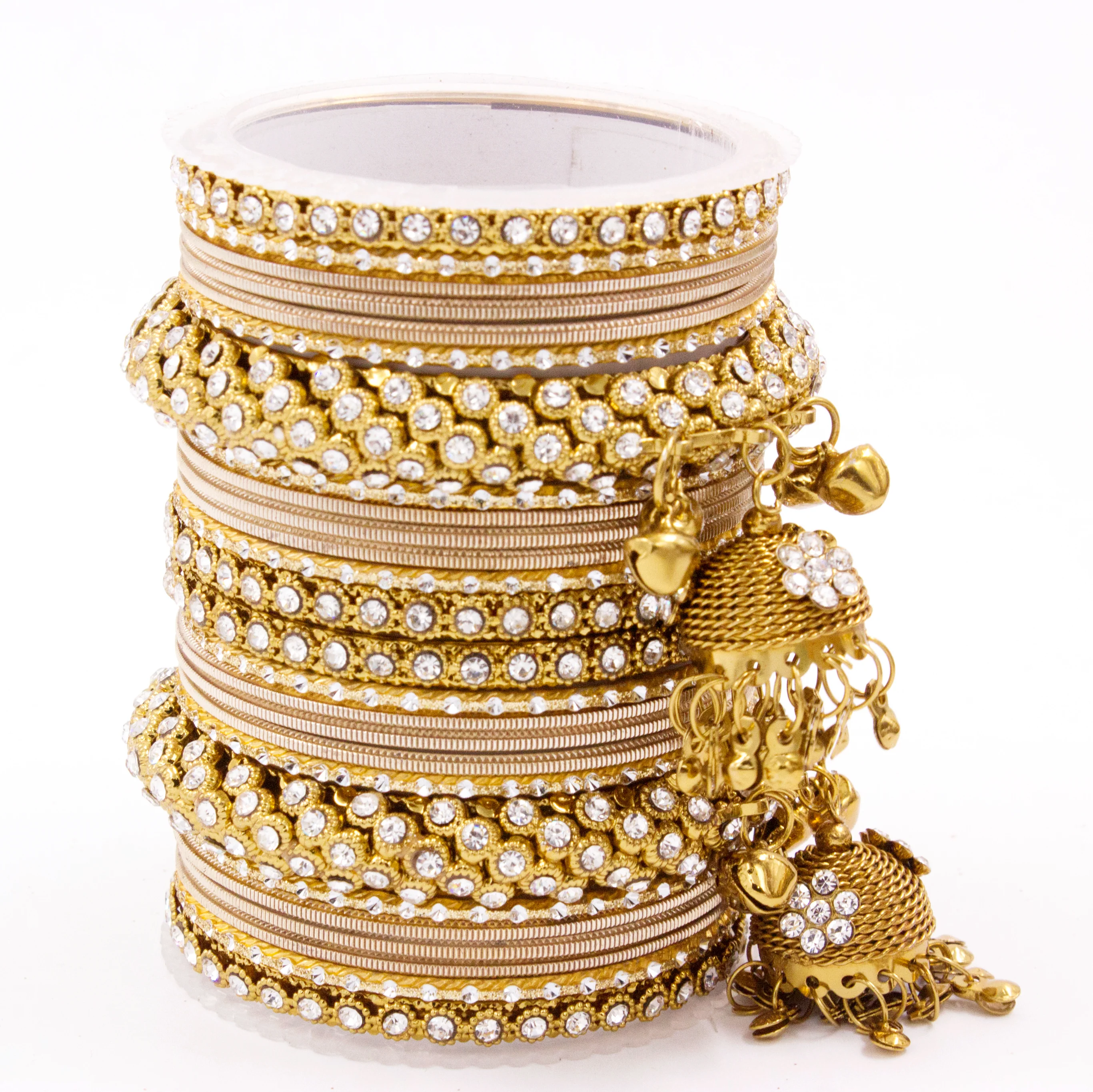 Traditional Shining Jhumki Bangle Set For Two Hands - Image 12