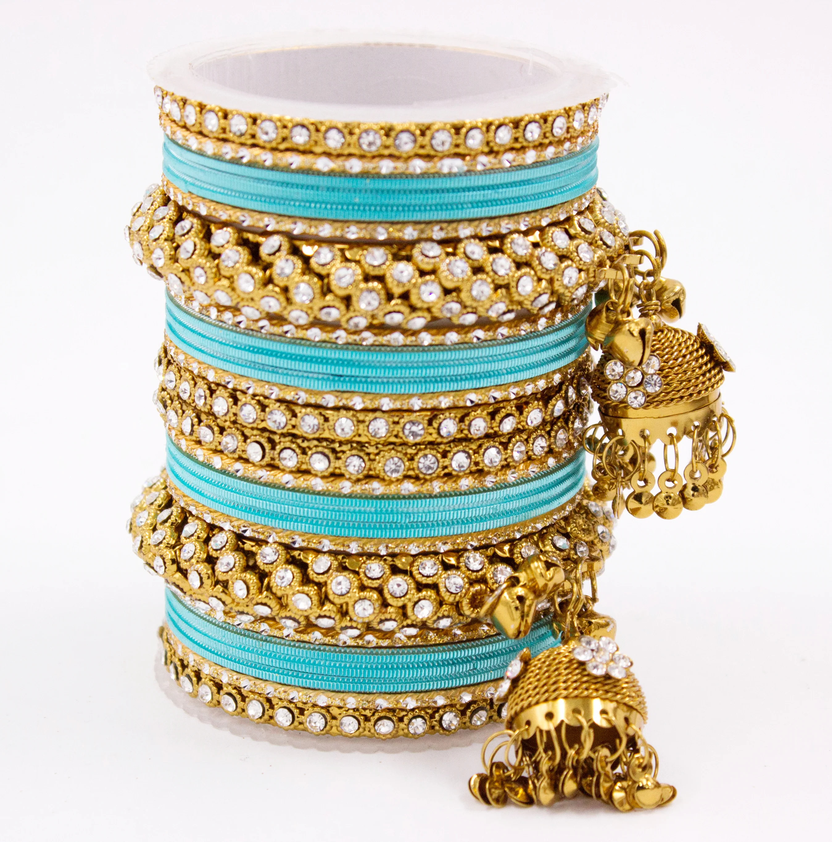 Traditional Shining Jhumki Bangle Set For Two Hands - Image 15
