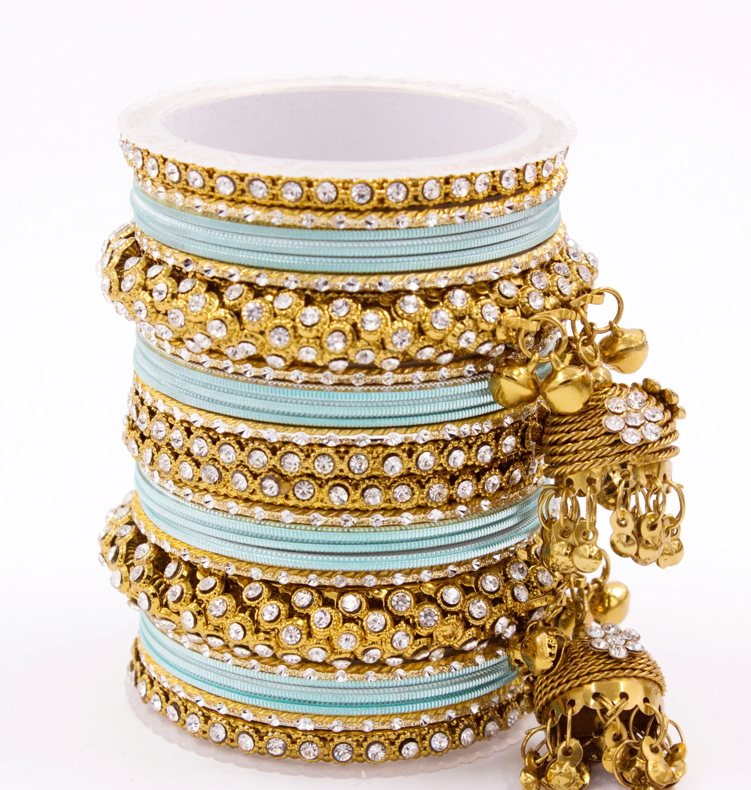 Traditional Shining Jhumki Bangle Set For Two Hands - Image 23