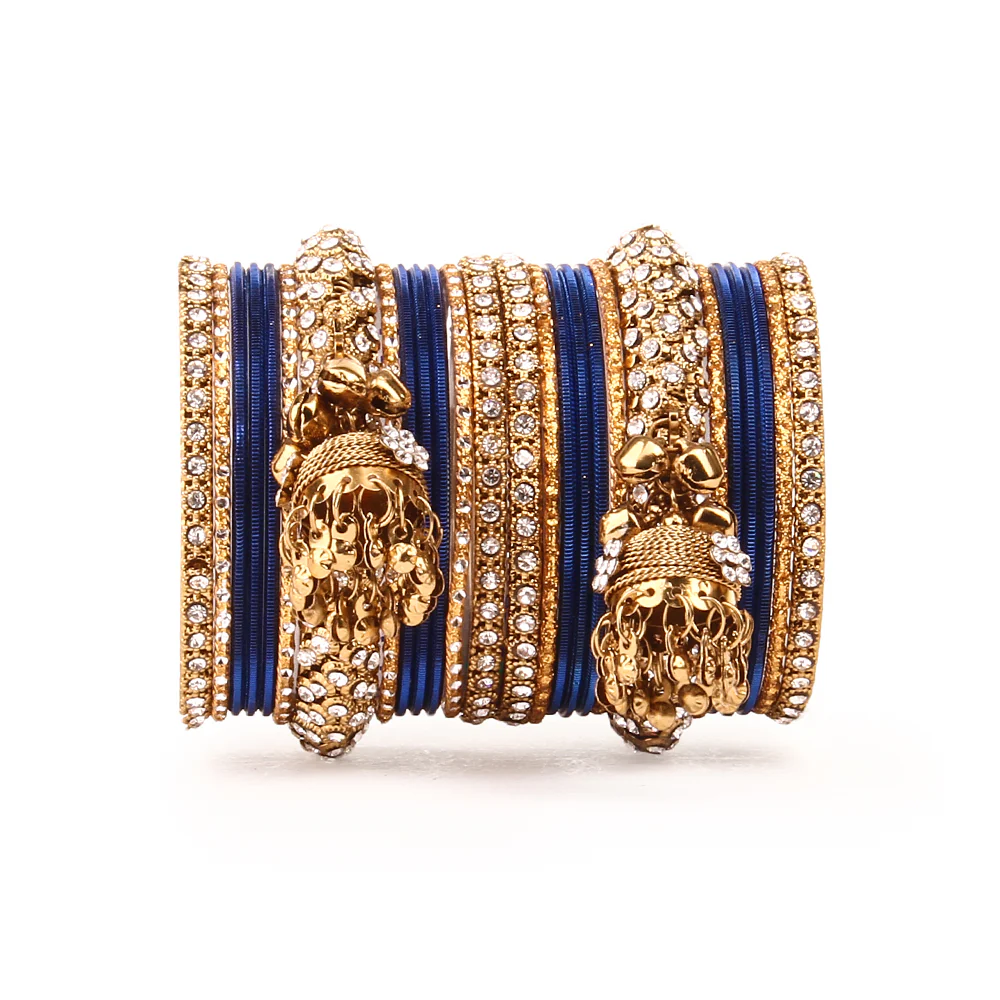 Traditional Shining Jhumki Bangle Set For Two Hands - Image 4