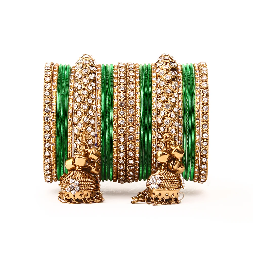 Traditional Shining Jhumki Bangle Set For Two Hands - Image 6