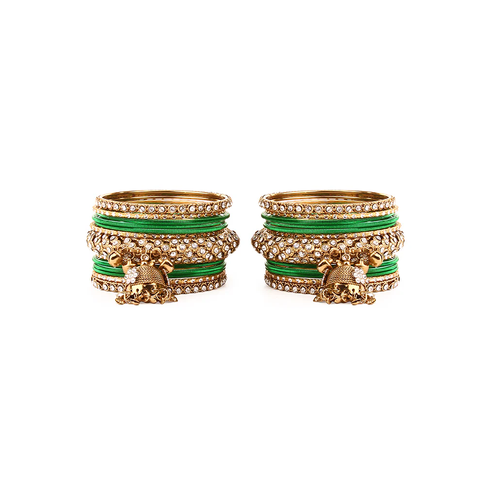 Traditional Shining Jhumki Bangle Set For Two Hands - Image 7