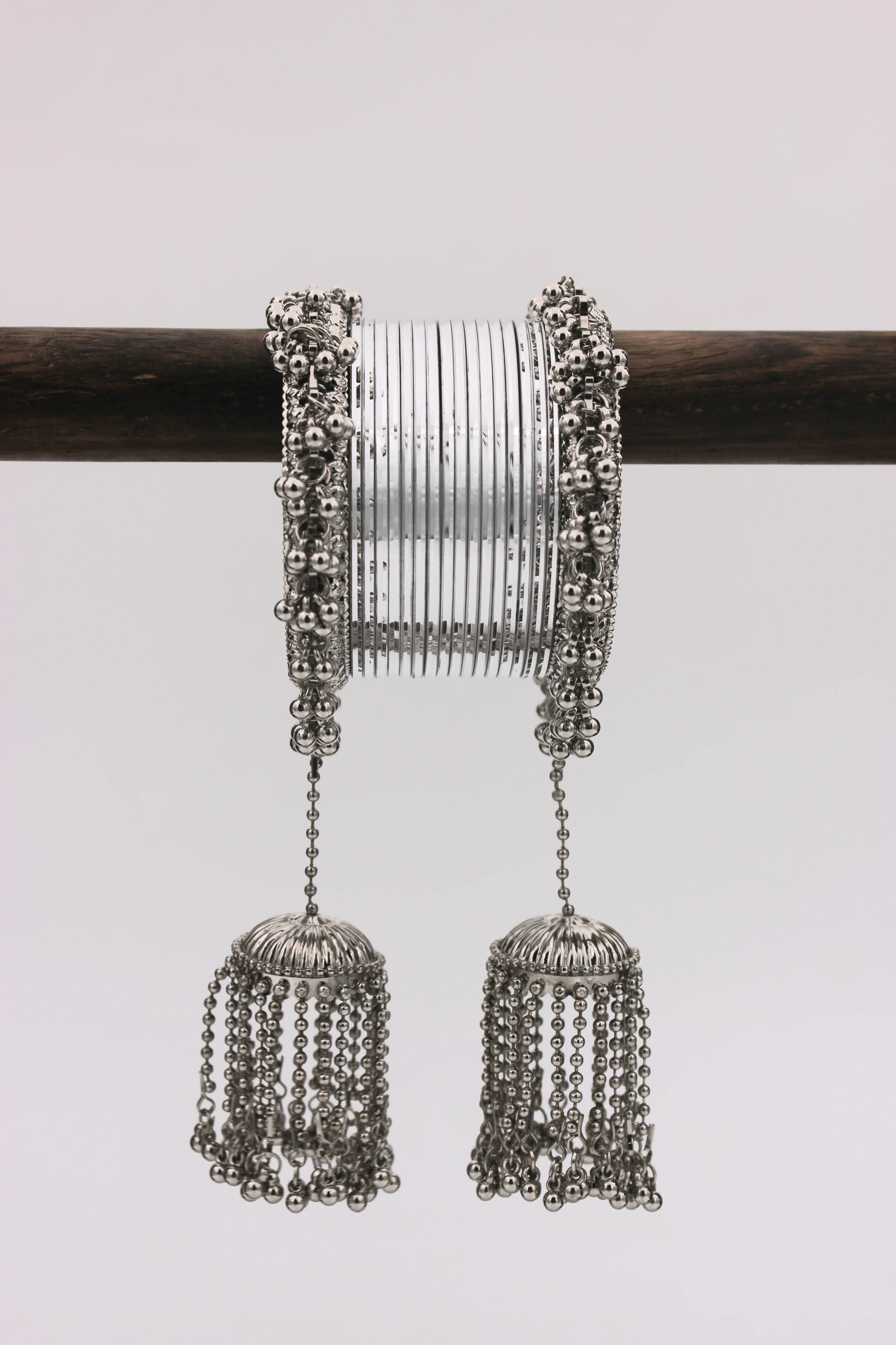 Traditional Silver Ghungroo with Shining Silver Bangles by Leshya - Image 4