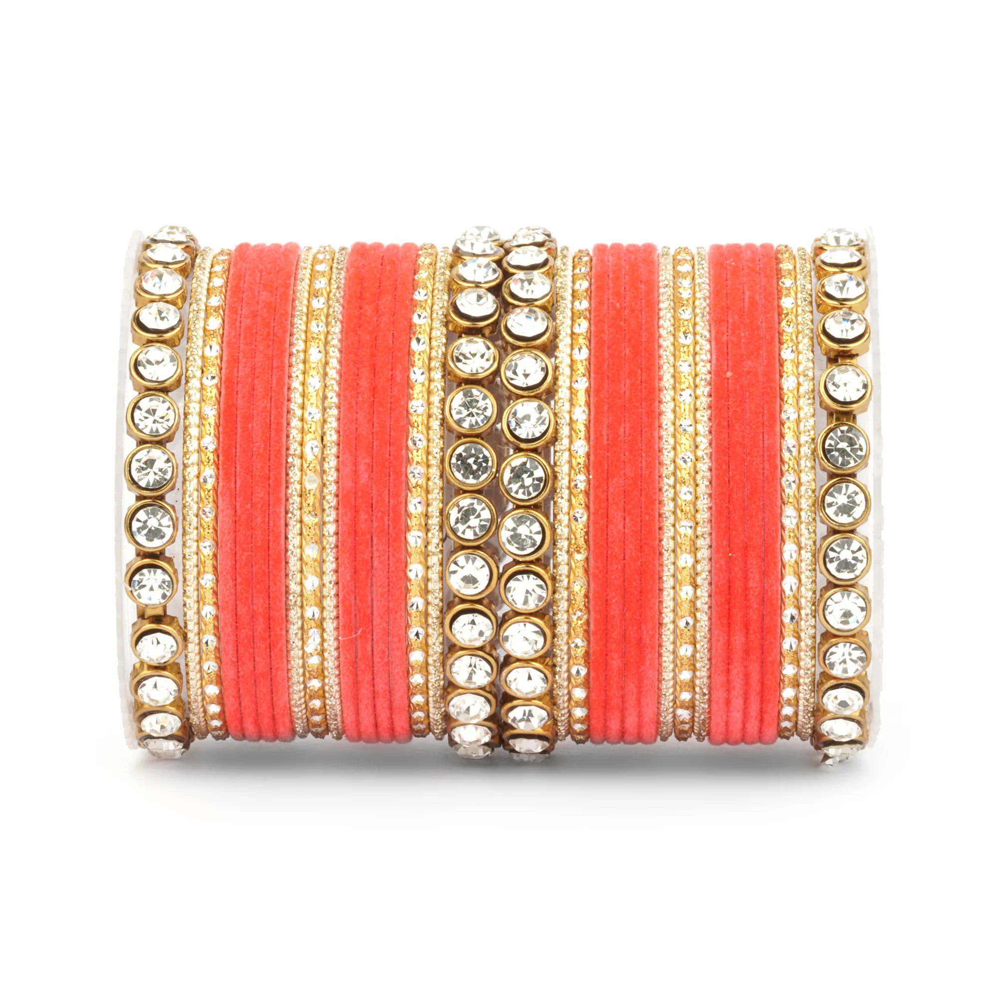 Traditional Velvet Bangle Set by Leshya with Stone Kadas for Women  (Plus Size) - Image 10