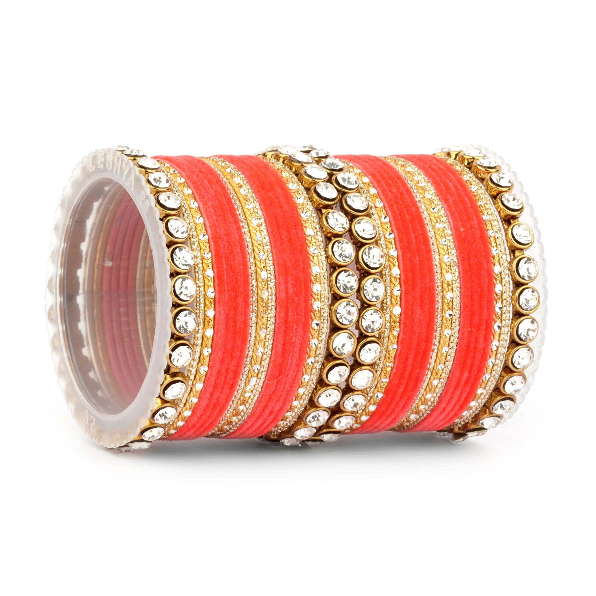 Traditional Velvet Bangle Set by Leshya with Stone Kadas for Women  (Plus Size) - Image 11