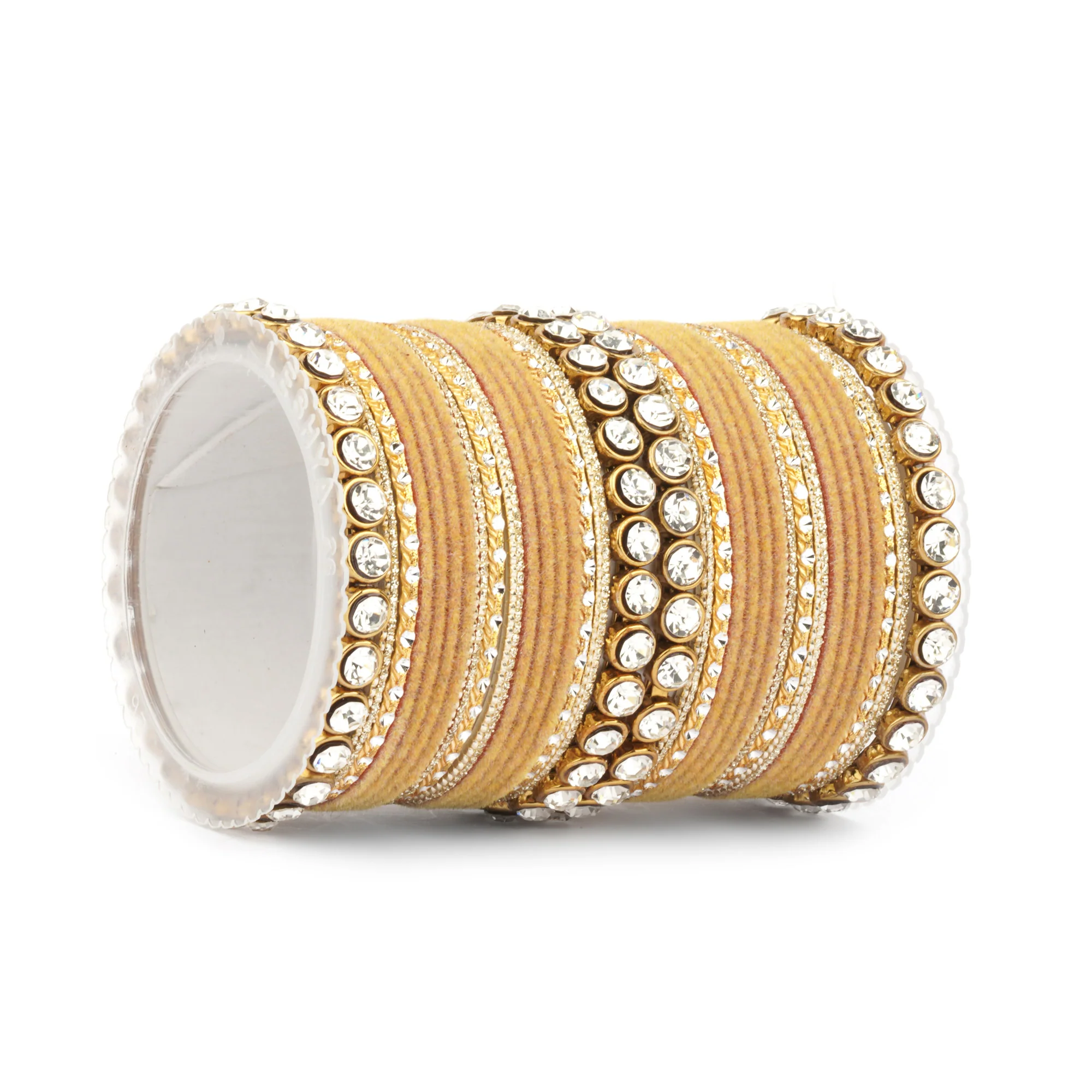 Traditional Velvet Bangle Set by Leshya with Stone Kadas for Women  (Plus Size) - Image 13