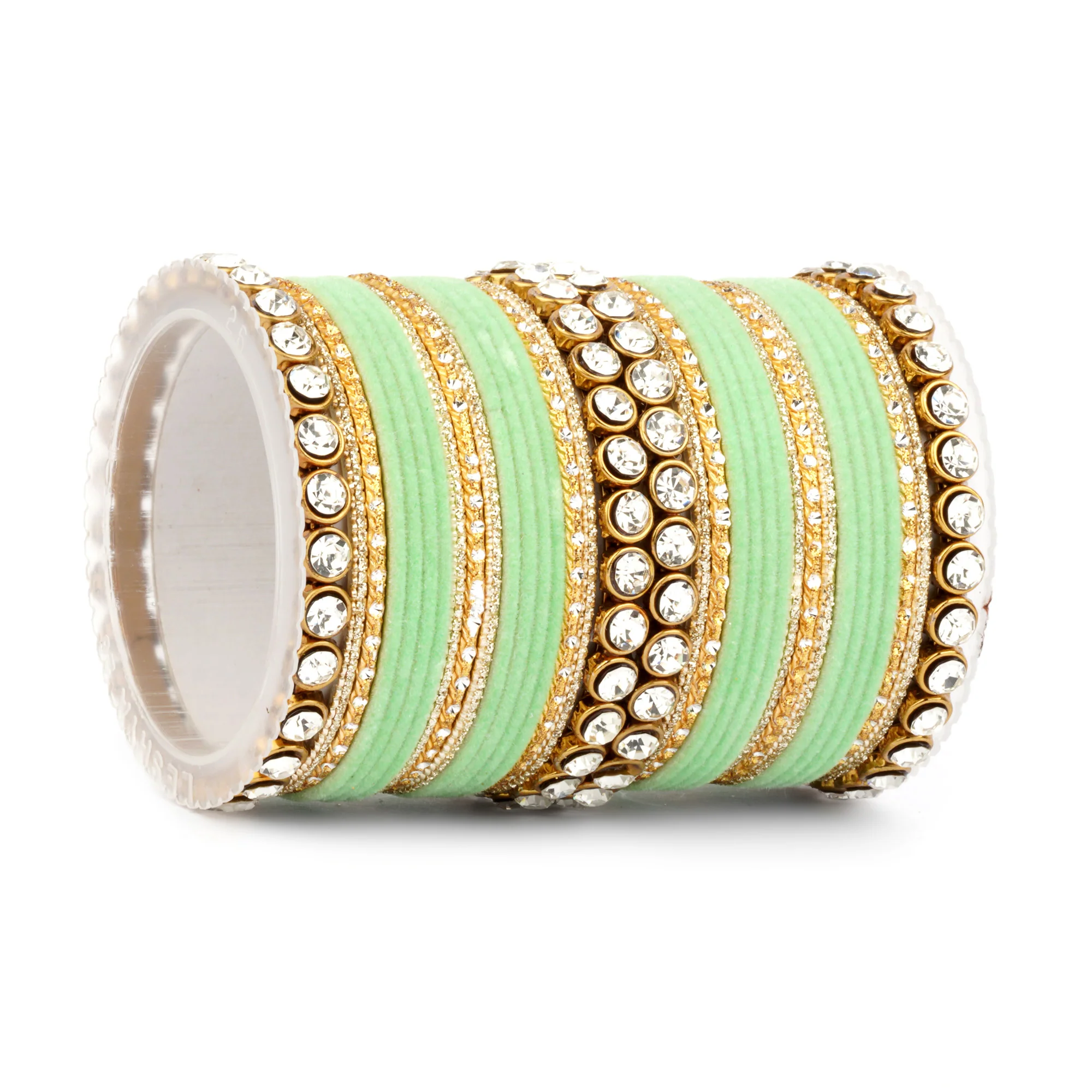 Traditional Velvet Bangle Set by Leshya with Stone Kadas for Women  (Plus Size) - Image 15