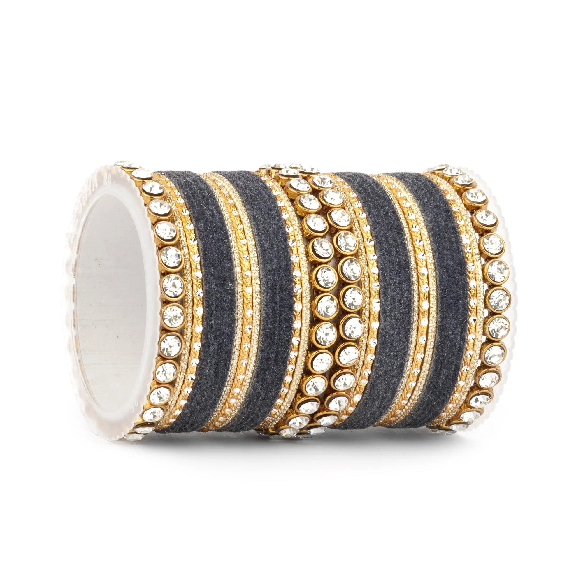 Traditional Velvet Bangle Set by Leshya with Stone Kadas for Women  (Plus Size) - Image 17