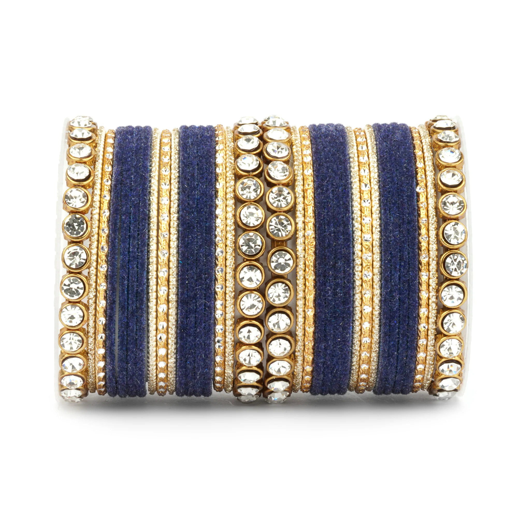 Traditional Velvet Bangle Set by Leshya with Stone Kadas for Women  (Plus Size) - Image 24