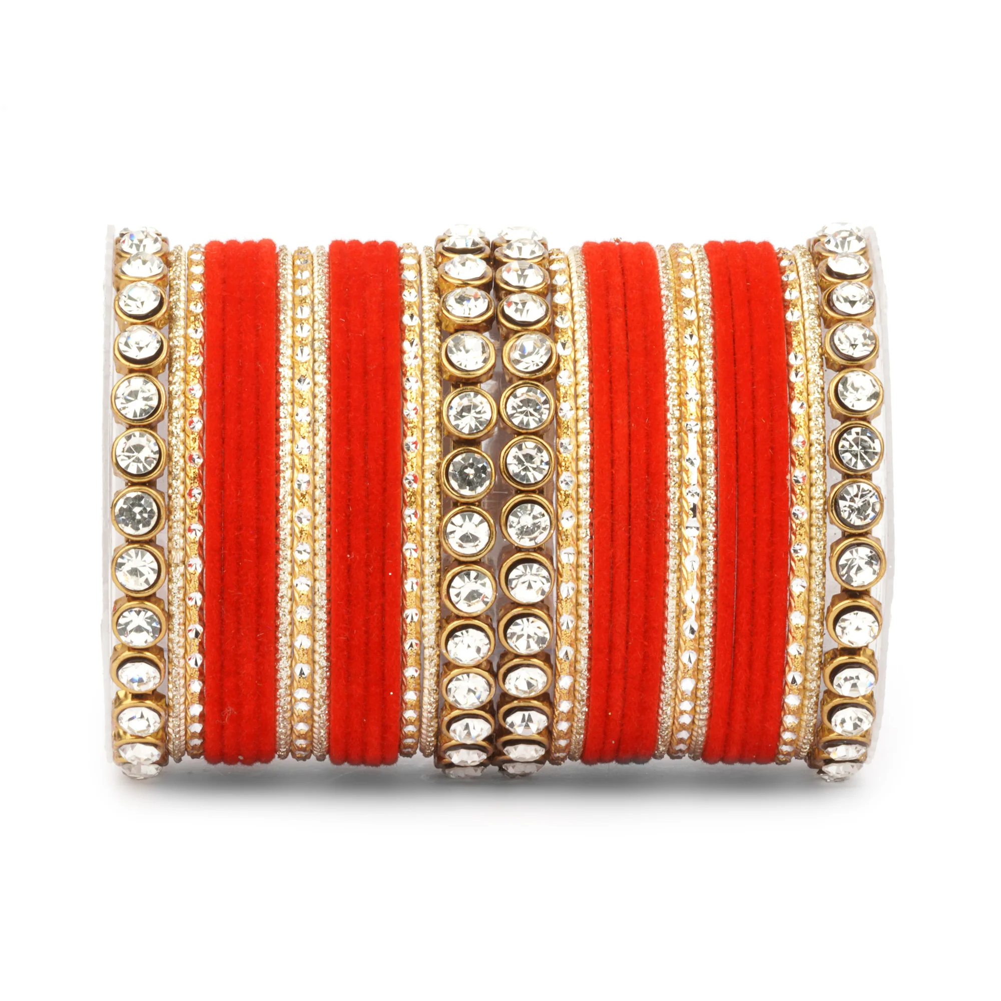 Traditional Velvet Bangle Set by Leshya with Stone Kadas for Women  (Plus Size) - Image 30