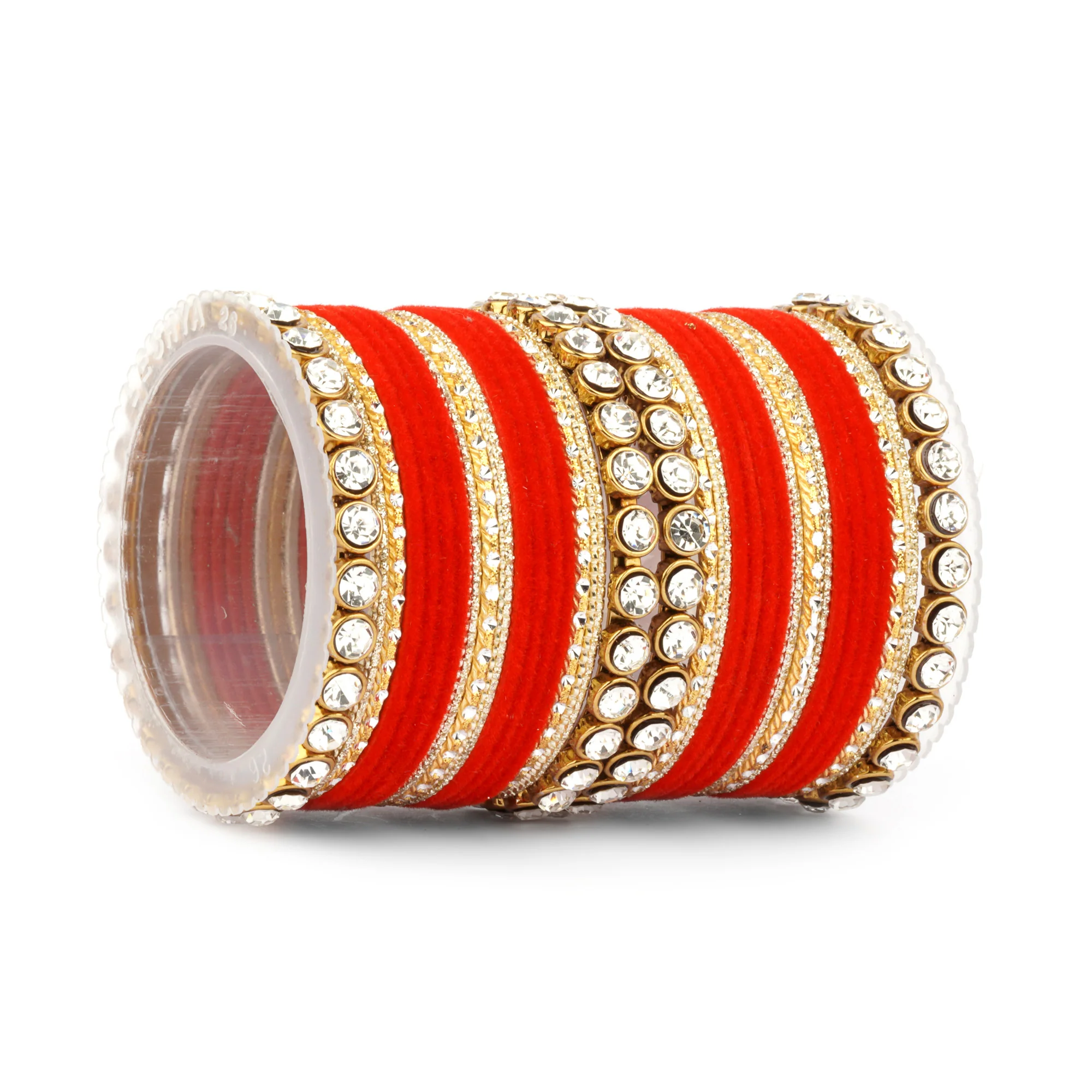 Traditional Velvet Bangle Set by Leshya with Stone Kadas for Women  (Plus Size) - Image 31