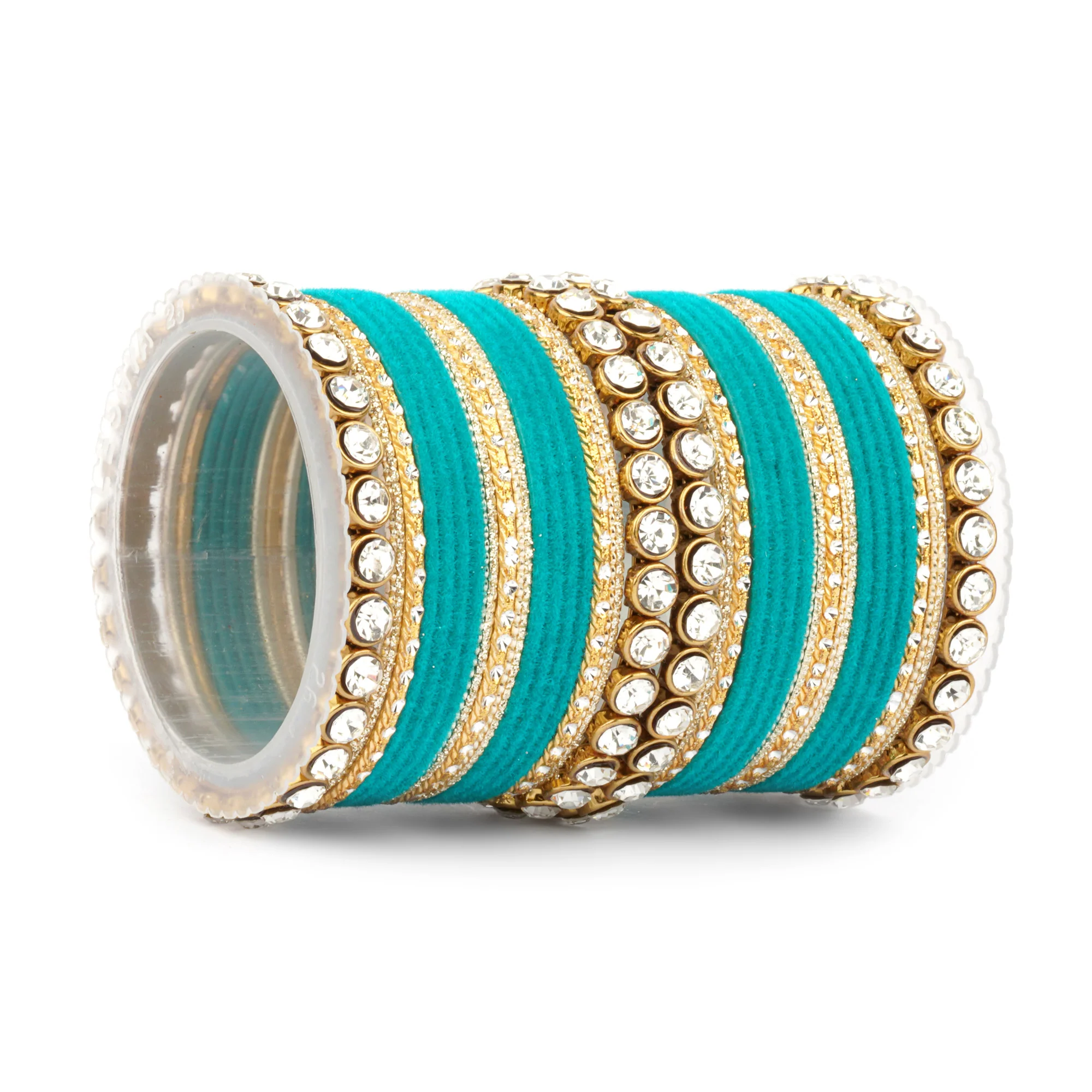Traditional Velvet Bangle Set by Leshya with Stone Kadas for Women  (Plus Size) - Image 37