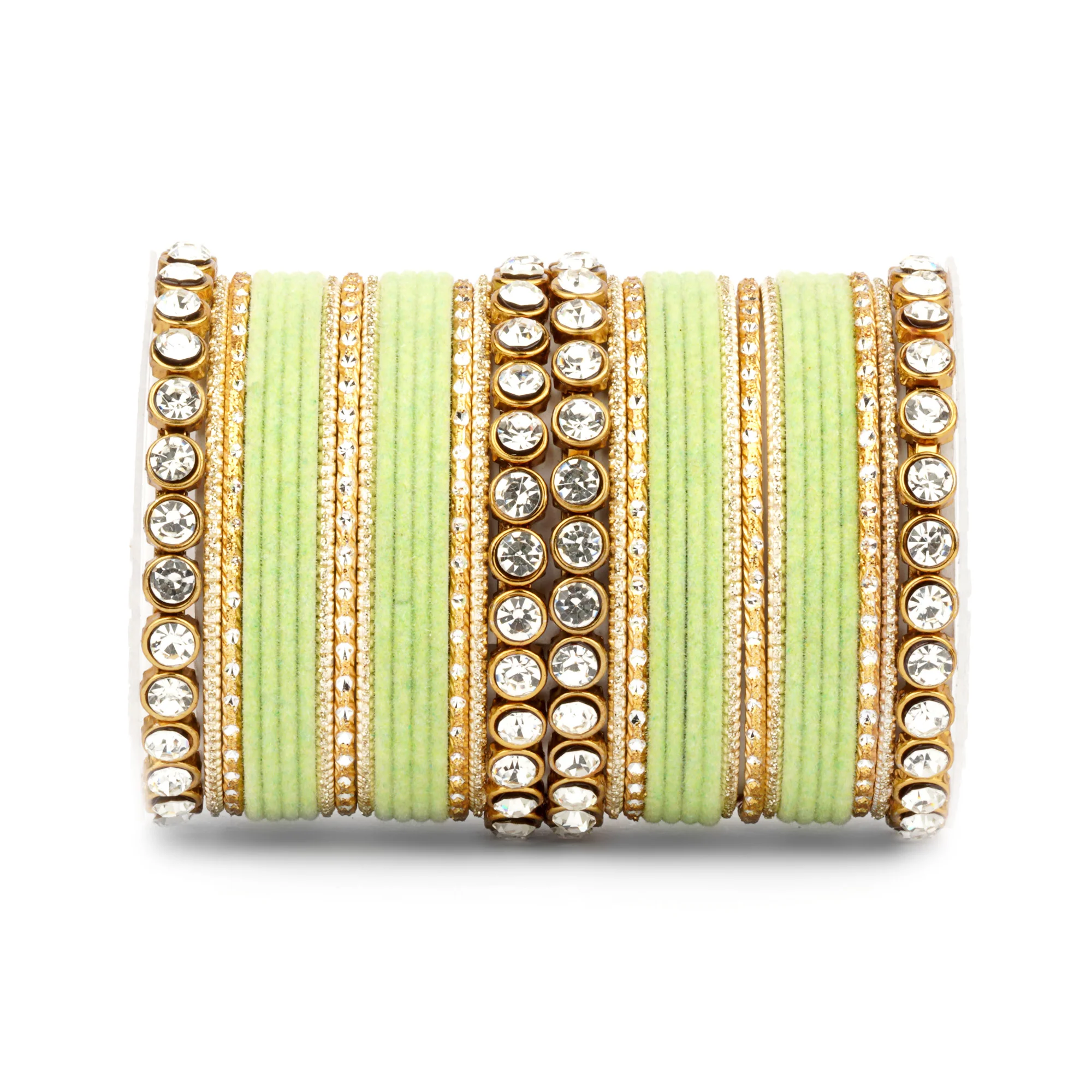 Traditional Velvet Bangle Set by Leshya with Stone Kadas for Women  (Plus Size) - Image 4