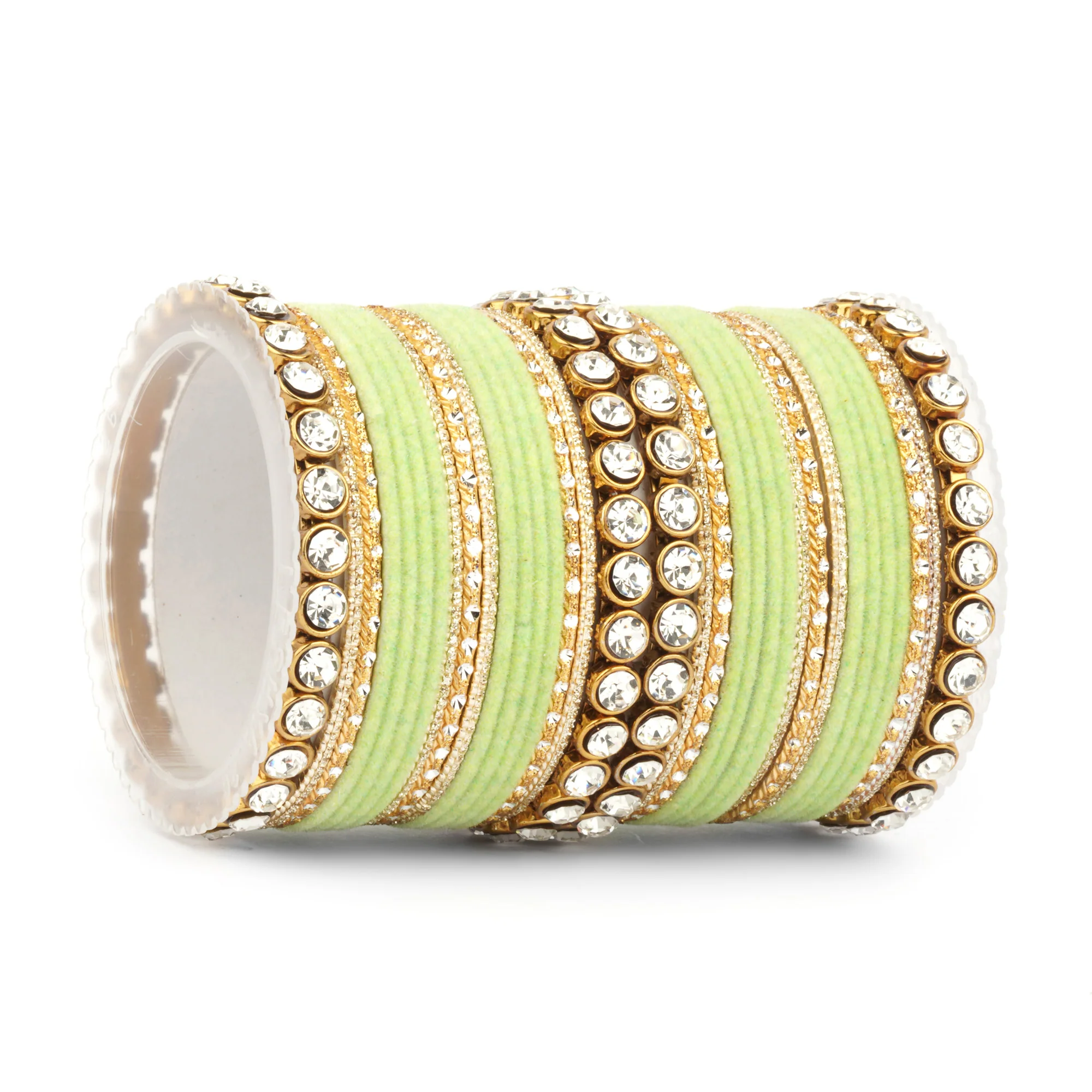 Traditional Velvet Bangle Set by Leshya with Stone Kadas for Women  (Plus Size) - Image 5
